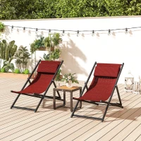 Outsunny Set 2 Sedie Poltrona Sdraio da Esterni, Pieghevoli e Reclinabili, in Alluminio, 96.5x58x91.5 cm, Rosso(m-9)