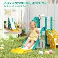 AIYAPLAY Set Tobogan pentru Copii 5 în 1 cu Coș, Scară și Telescop de Jucărie, Vârsta 1-3 Ani, Galben(m-8)