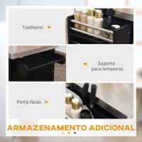 HOMCOM Ilha de Cozinha com Rodas Bancada de Aço Inoxidável 2 Gavetas 4 Portas e 2 Prateleiras Ajustáveis 145x45x93 cm Preto(m-7)