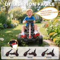 AIYAPLAY Kart à pédales pour enfants, karting enfant 3 à 6 ans avec roue libre, frein, roues EVA antidérapantes, rouge(m-5)