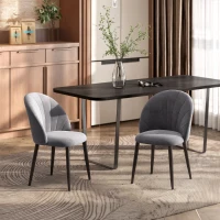 HOMCOM Lot de 2 chaises de Salle à Manger Chaise de Cuisine Velours Pieds métal Gris dim. 52L x 54l x 79H cm(m-8)