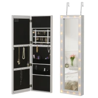 HOMCOM Armoire à Bijoux avec Miroir Multi-rangements éclairage LED à Suspendre Blanc(m-6)