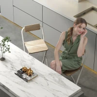 HOMCOM Conjunto de 2 Bancos de Bar Dobráveis Bancos Altos de Cozinha com Encosto Apoio para os Pés 37x45x87 cm Madeira(m-7)