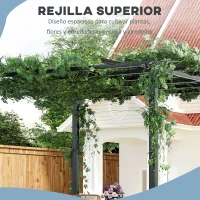 Outsunny Pérgola para Jardín Soporte para Enredaderas 3x3x2,3m Pérgola de Flores de Hierro Pérgola para Enredaderas Color Negro(m-5)