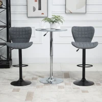 HOMCOM Lot de 2 Tabouret de Bar Design Dossier incurvé capitonné Hauteur d'assise réglable 61-81 cm pivotant 360° Repose-Pied Velours Gris(m-9)