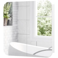 HOMCOM Armadio da Bagno con Specchio Design con Bordi Curvi 2 Porte Mensole Regolabili 68x13x66 cm Bianco(m-6)