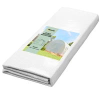 Outsunny Bâche de rechange serre tunnel 12 m² 4 x 3 x 2 m PE anti-UV imperméable 8 fenêtres + porte enroulable zippée blanc(m-10)