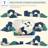 AIYAPLAY Juego de 7 Bloques de Espuma para Niños Bloques de Psicomotricidad Juguete para Aprendizaje para Escalar y Gatear Azul(m-4)