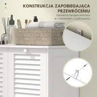 HOMCOM Szafka na Pranie, 2 kosze klapowe na bieliznę, 2 drzwi z lamelami, 70 x 38 x 73 cm, Biały(m-6)