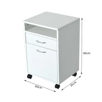 HOMCOM Cajonera tipo Archivador Móvil para Organizar Documentos en Oficina o Hogar Tiene 3 Compartimientos con Ruedas y Freno Color Blanco 40x35x60cm…(m-3)