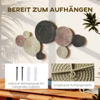 HOMCOM Wanddecoratieset in schijfontwerp, 8 metalen schijven, veelzijdig, Meer-kleurig(m-5)