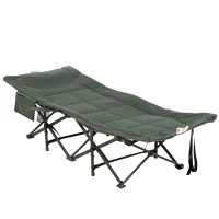 Outsunny Leżanka Słoneczna, Składana, z Regulowanym Uchwytem na Kubek, do 120 kg, 68 x 190 x 48 cm, Szara(m-10)