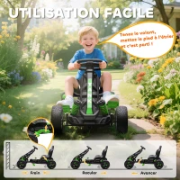 AIYAPLAY Kart à pédales pour enfants, karting enfant 3 à 6 ans avec roue libre, frein, roues EVA antidérapantes, vert(m-5)