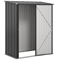 Outsunny Abrigo de Jardim 1,34m² 161,5x94,5x196 cm Abrigo de Exterior de Aço Galvanizado com Porta e Fechadura Preto(m-11)