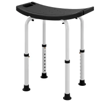 HOMCOM Taburete de Ducha Silla Ducha Personas Mayores con Altura Regulable de Aluminio Antideslizante Carga 135 kg Negro(m-11)