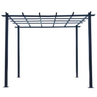 Outsunny Pérgola para Jardín Soporte para Enredaderas 3x3x2,3m Pérgola de Flores de Hierro Pérgola para Enredaderas Color Negro(m-9)