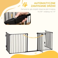 PawHut 2 w 1 Ogrodzenie dla Zwierząt Domowych, Wybieg dla Szczeniąt, Brama Bezpieczeństwa, Składany, Metal, 300 x 3 x 74,5 cm, Czarny(m-6)