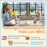 AIYAPLAY Juego de Mesa y 2 Sillas Infantiles de Madera con Compartimentos y Pizarra Desmontable 60x60x44 cm Natural y Blanco(m-5)