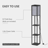 HOMCOM Three-Shelf Standing Lamps Set of 2 - Black(m-7)