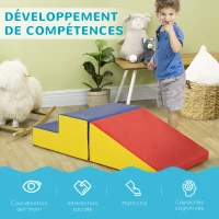 HOMCOM Parcours motricité bébé jouets d'escalade modulable 2 briques géantes en mousse 50 x 50 x 25 cm multicolore(m-7)