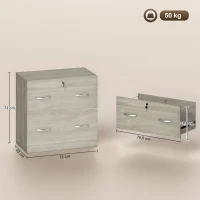 Vinsetto Armário para Aquivos com Gavetas Armário de Arrumação de Escritório com Fechadura e 2 Chaves 77x42x72 cm Madeira(m-3)