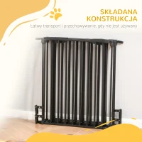 PawHut 2 w 1 Ogrodzenie dla Zwierząt Domowych, Wybieg dla Szczeniąt, Brama Bezpieczeństwa, Składany, Metal, 300 x 3 x 74,5 cm, Czarny(m-5)