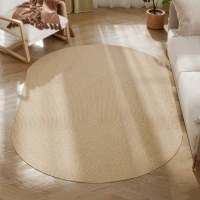 HOMCOM Tapete Oval para Sala de Estar 170x120 cm Tapete Lavável à Máquina Tecido à Mão Estilo Rústico Bege(m-10)