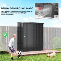 Outsunny Abrigo de Jardim 1,34m² 161,5x94,5x196 cm Abrigo de Exterior de Aço Galvanizado com Porta e Fechadura Preto(m-6)