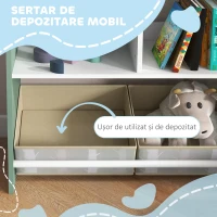 ZONEKIZ Raft de depozitare pentru jucarii pentru copii pentru dormitorul copiilor cu sertare si rafturi detasabile mobilier pentru sufragerie si cresa pentru copii verde(m-5)