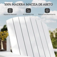 Outsunny Silla Adirondack de Madera con Reposabrazos y Respaldo Alto para Terraza Balcón Exterior 72x95x93 cm Blanco(m-6)