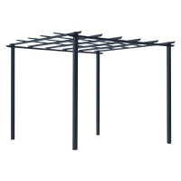 Outsunny Pérgola para Jardín Soporte para Enredaderas 3x3x2,3m Pérgola de Flores de Hierro Pérgola para Enredaderas Color Negro(m-1)