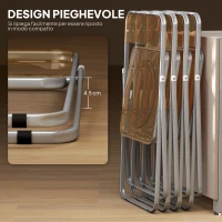 HOMCOM Set 4 Sedie Pieghevoli Salvaspazio per Soggiorno ed Eventi, Acciaio e Acrilico, Arancione(m-5)