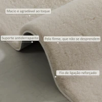 HOMCOM Tapete para Sala de Estar 120x160 cm Tapete Lavável à Máquina Pelo Longo Macio Estilo Moderno Creme(m-4)