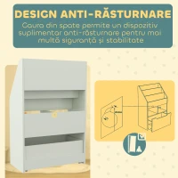 HOMCOM Bibliotecă pentru Copii cu Rafturi, Sertar și Roți, Raft pentru Jucării și Cărți, 60x29.9x90 cm, Verde(m-5)