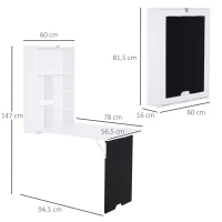 HOMCOM Mesa de Pared Plegable con Pizarra y Estantes Espaciosos Fácil Montaje Escritorio Auxiliar de Pared 60x94,5x147 cm Blanco(m-3)