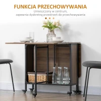 HOMCOM Mobilny Składany Stół, 2 Rozkładane Powierzchnie, 130 cm x 80 cm x 74 cm, Brązowy(m-6)