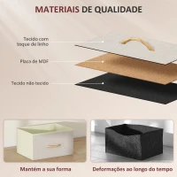 HOMCOM Cómoda Alta de Tecido com 4 Gavetas 4 Bolsos Laterais 2 Ganchos e Estrutura de Aço 45x30x94,5 cm Bege(m-6)