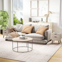 HOMCOM Lot de 2 tables de chevet table de nuit style nordique moderne avec tiroir à deux niveaux 40 x 40 x 50 cm chêne(m-9)