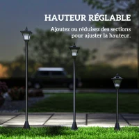 Luminaire extérieur lampadaire sur pied solaire lampadaire lanterne classique LED 30 Lm dim. 15L x 15l x 120H cm noir(m-6)