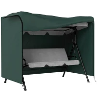 Outsunny Hollywoodschaukel Abdeckung 3 Sitzer, Wasserabweisend Winterfest Schutzhülle für Gartenschaukel, UV-Beständig Abdeckplane, Abdeckhaube, Reißfest 600D Oxford Gewebe, 205x124x164cm Dunkelgrün(m-1)