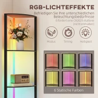 HOMCOM LED Vloerlamp 5-niveaus dimbare vloerlamp met rek, RGB kleurenwisseling, afstandsbediening(m-4)