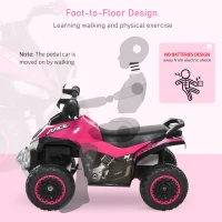 Aosom NO Power Ride on Car for Kids 4 Wheel Foot-to-Floor Sliding Walking Push Along ATV Toy for 18-36 Months(m-6)