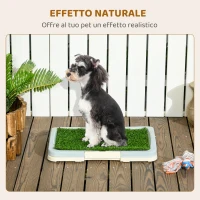 PawHut Lettiera per Cani 3 Strati con Prato Sintetico, Griglia e Vassoio Inferiore, 46.5x34x5.5 cm(m-4)