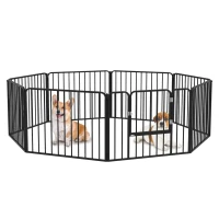 PawHut Cercado para Perros de 8 Paneles Modulables para Interiores y Exteriores, de Acero, 164x164x60 cm, Negro(m-5)