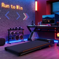 Folding Under Desk Treadmill with Adjustable Incline, LED Display, Magnetic Remote Control, 1-6 km/h Speed, 111L x 47.5W x 15H cm, Black(m-12)