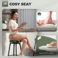 HOMCOM Set of Two Faux Leather Bar Stools - Green/Black(m-5)