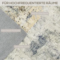 HOMCOM Wohnzimmerteppich, Polyester, modernes künstlerisches Muster, waschbar, Grau(m-5)