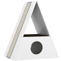 PawHut Maison pour chat 2 niveaux, Lit pour chats d'intérieur avec 2 tapis et 4 griffoirs en sisal, cachette confortable(m-11)