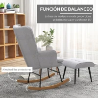 HOMCOM Silla Mecedora con Reposapiés Cojín Acolchado y Reposabrazos Carga 130 kg Gris Claro(m-4)
