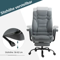 Vinsetto® bureaustoel directiestoel computerstoel in hoogte verstelbaar 360° draaibaar kunstleer grijs 68 x 80 x 120–126 cm(m-6)